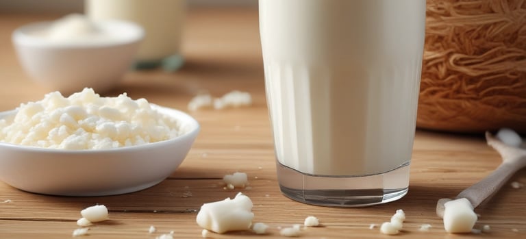 A vibrant image of homemade kefir jars on a wooden table.