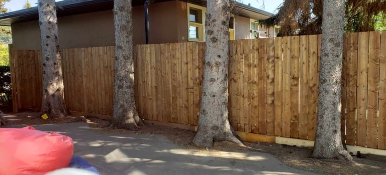 fence construction finished project of residential fence 