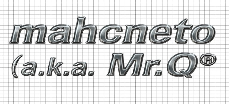 a man in a suit and tie with the words mahcneto aka Mr. Q