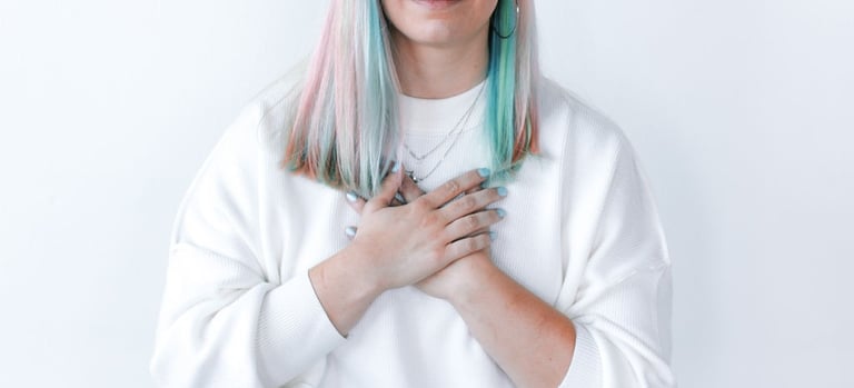 a woman with pastel hair and pastel blue and white hair