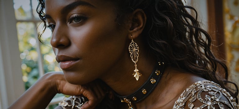 a black woman with a necklace and earrings