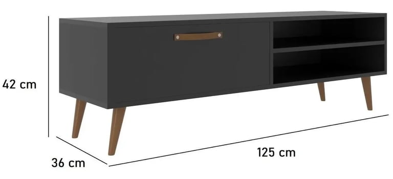 Rack Para Tv Até 50 Polegadas Pés Palito Retrô Preto