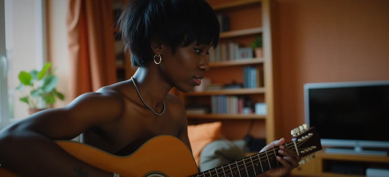 a woman with a guitar