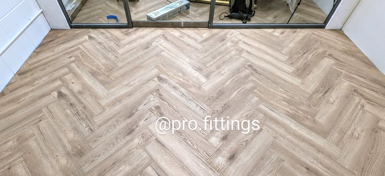 Herringbone flooring installed by Pro Fittings Ltd