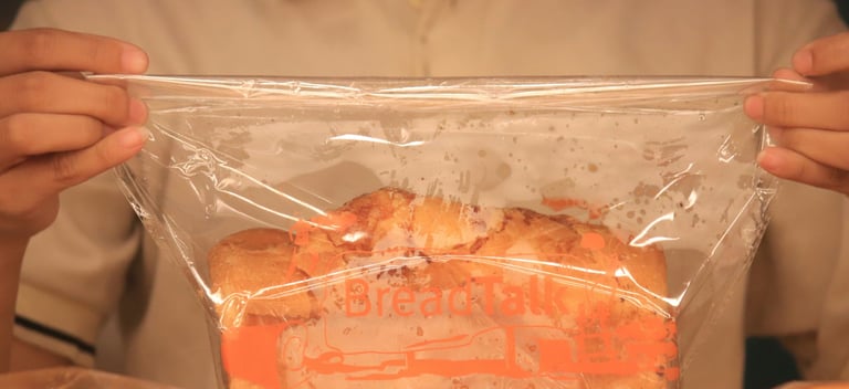 bread sealed in a plastic baggie