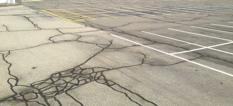 crack repair across large parking lot