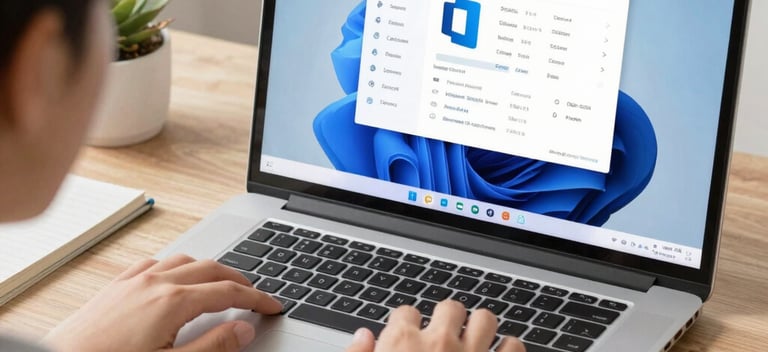 A focused professional working on a laptop with Windows activation commands on screen.