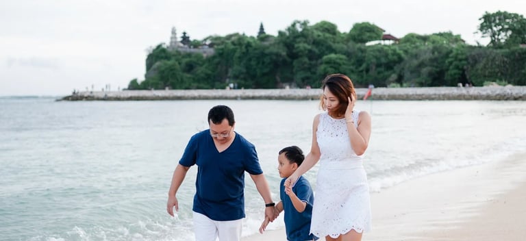 Family walking together during beach session at The Mulia Nusa Dua Bali