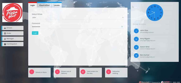 oneDispatch store screen showing driver assignments and delivery status