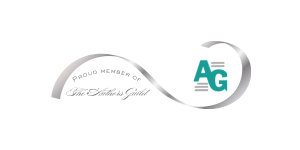 Official Proud Member of The Authors Guild logo featuring a silver ribbon design.