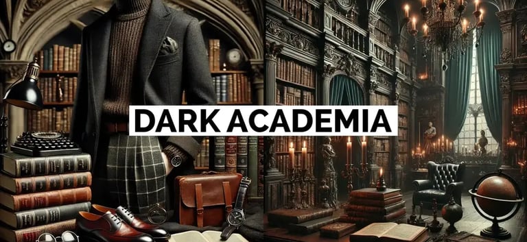 Hombre y espacio estilo Dark Academia