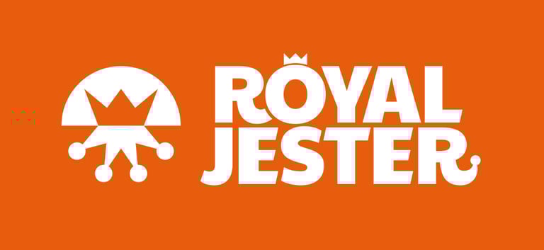 Horizontal lockup with logomark on the left and wordmark on the right. White on orange background.