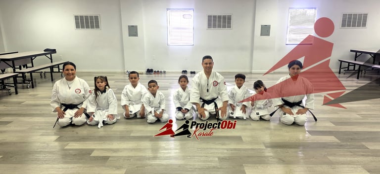 Karate training session in Project OBI Karate (POK) Orlando program