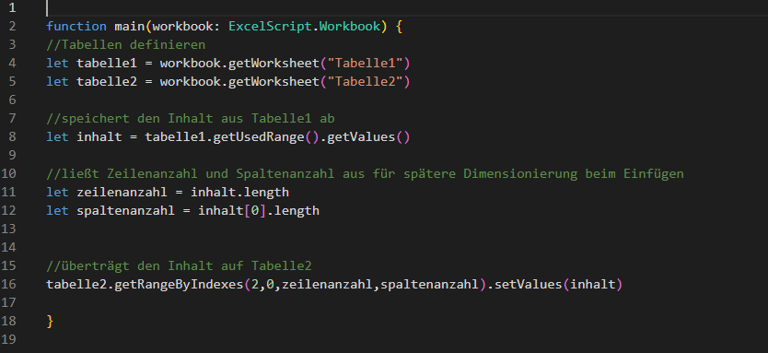 Office Script .length nutzen für dynamischen Rangebereichsberechnung