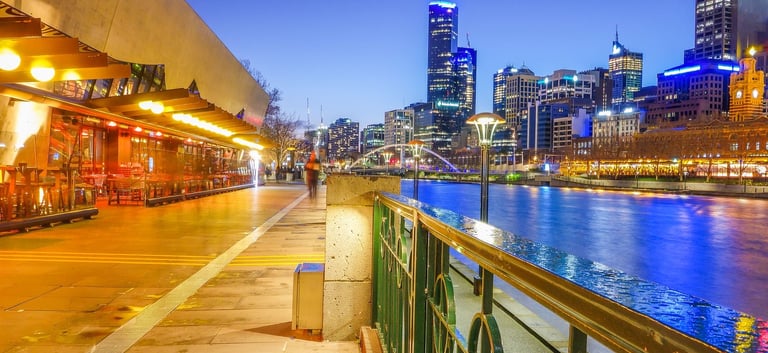Melbourne City evening walkway