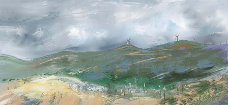 Argostoli cloudy view - digital postcard