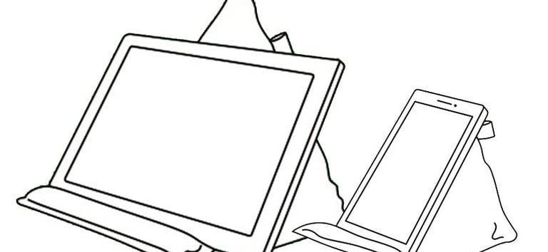 Soft cushion stands holding tablet and phone at the perfect viewing angle