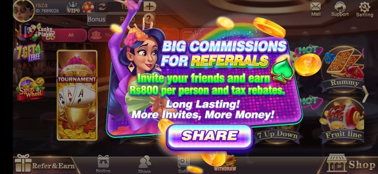 big commissions for refreals in 3patti ludo