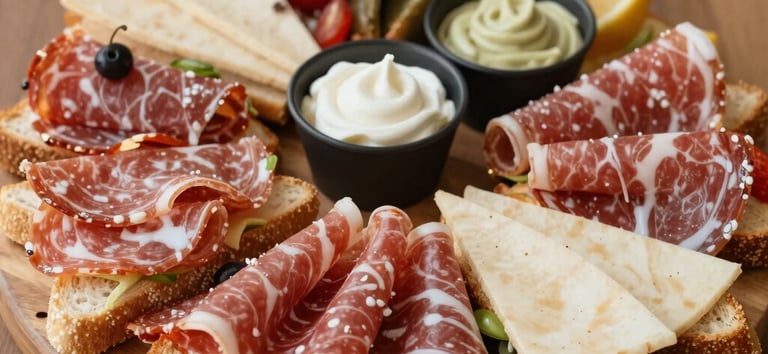 A cozy setup featuring a grazing board paired with a cup of coffee, highlighting the coffee color text theme.