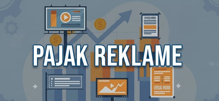 pajak reklame dengan grafik pertumbuhan bisnis dan berbagai media iklan luar ruang