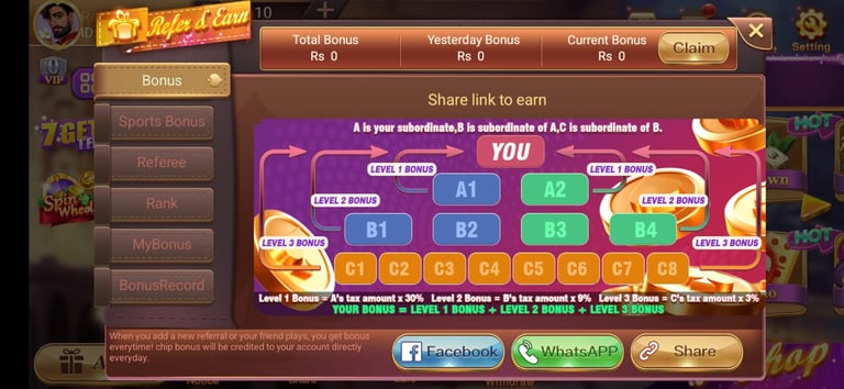 refer and earn in card rummy game