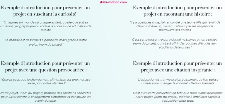 exemple d'introduction pour présenter un projet