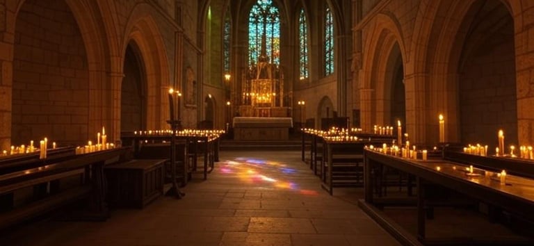Medieval Church with Beeswax Candles