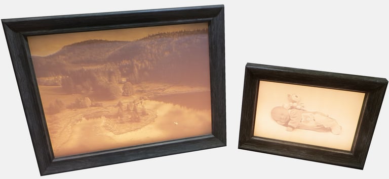 Cadre photo 3D lithophanie monochrome petit et grand format