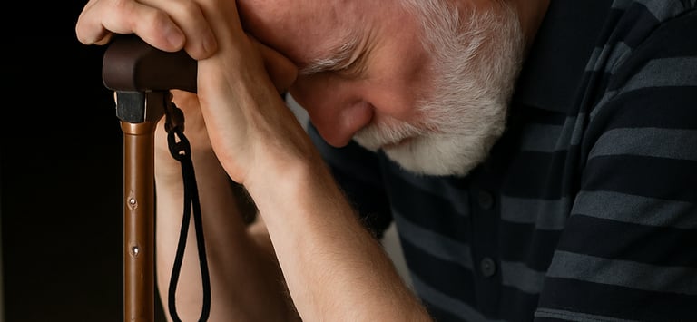Elderly person with parkinsons disease receiving physiotherapy to improve mobility and balance