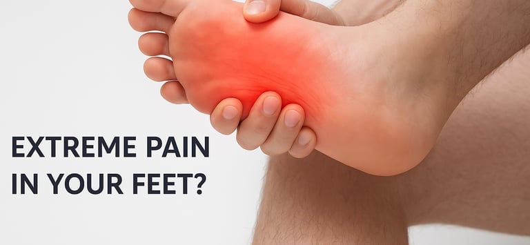 Heel pain in foot caused by inflamed planter fascia tissue.