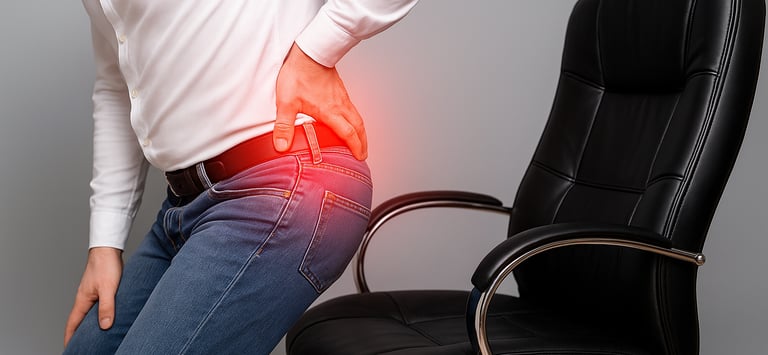 Illustration Showing sciatica nerve compression in lower back.