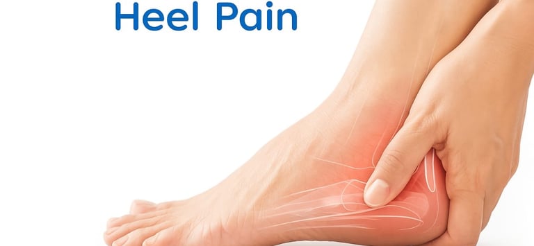 Swollen and tender heel showing signs of overuse injury.
