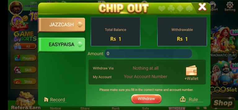 withdraw in 3patti boss