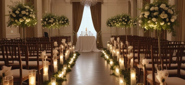 A serene outdoor wedding ceremony with a singer performing beautifully.