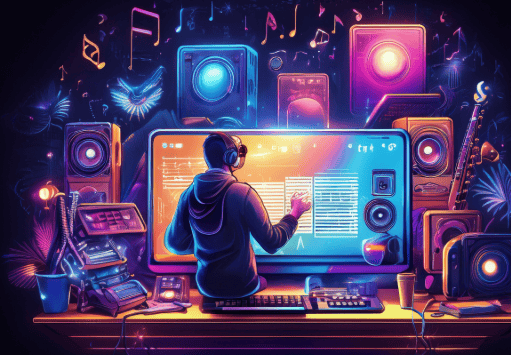 a man in headphones and headphones is playing music submission