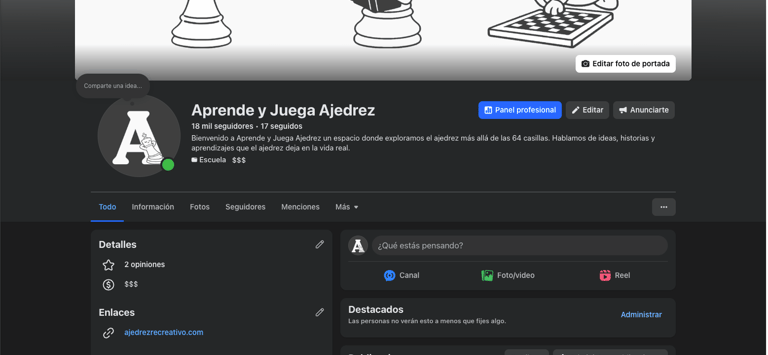 Facebook de Aprende y Juega Ajedrez