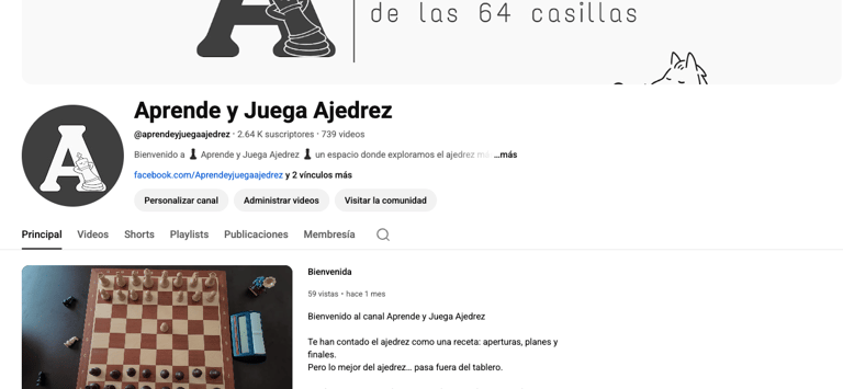 Canal de Youtube Aprende y Juega Ajedrez