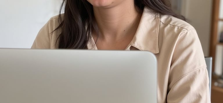a woman sitting at a table with a laptop