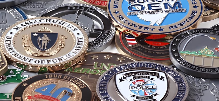 Custom challenge coins with different finishes