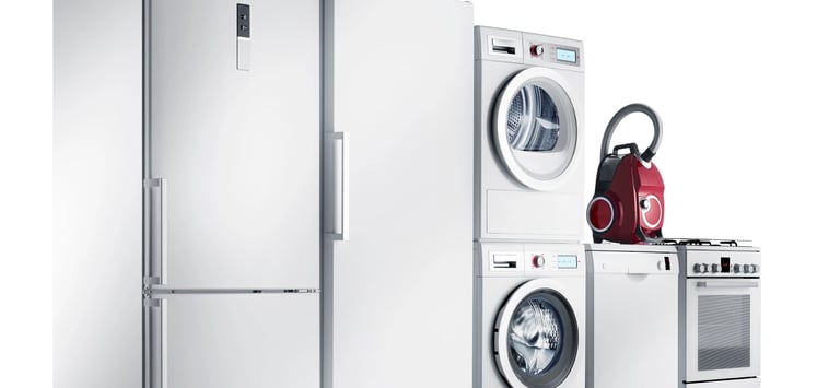 a refrigerator with a red kettler and a red kettler