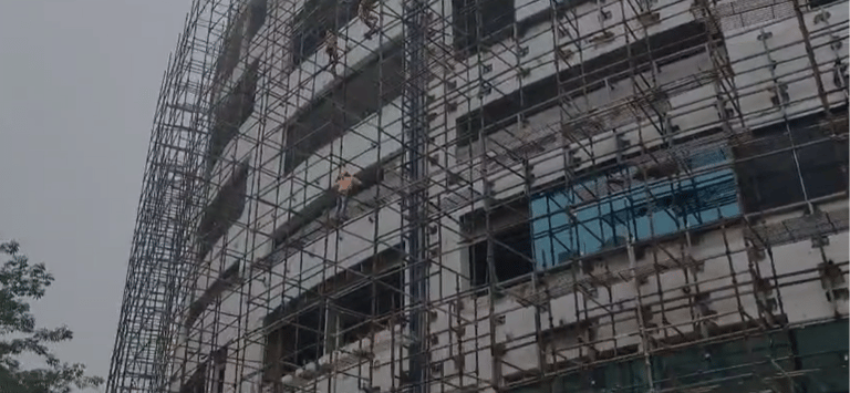 Mild steel structure at Apollo Hospital site.