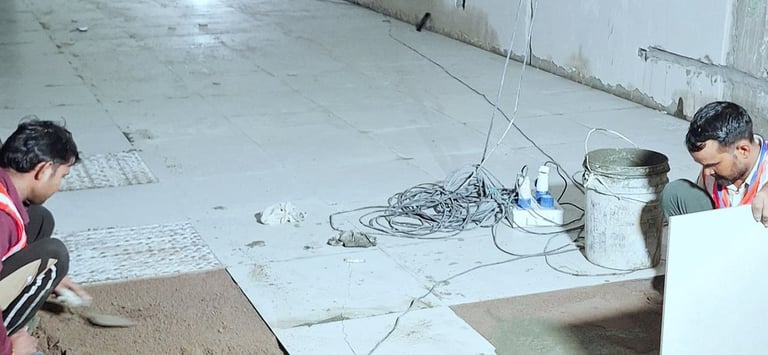 Granite and tile flooring at Apollo Hospital.