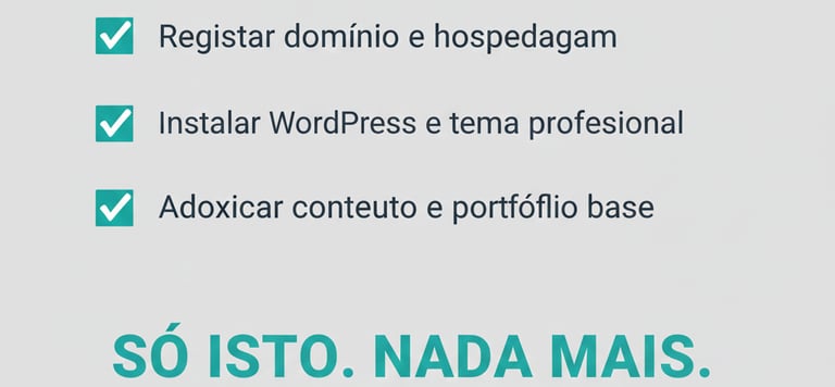 Checklist de 6 itens necessários para criar website: ideia de domínio, conta Hostinger, 30 minutos, 