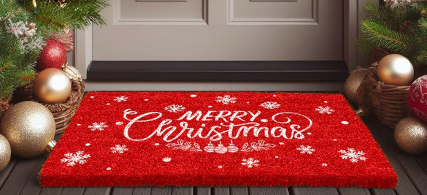 Red Merry Christmas doormat