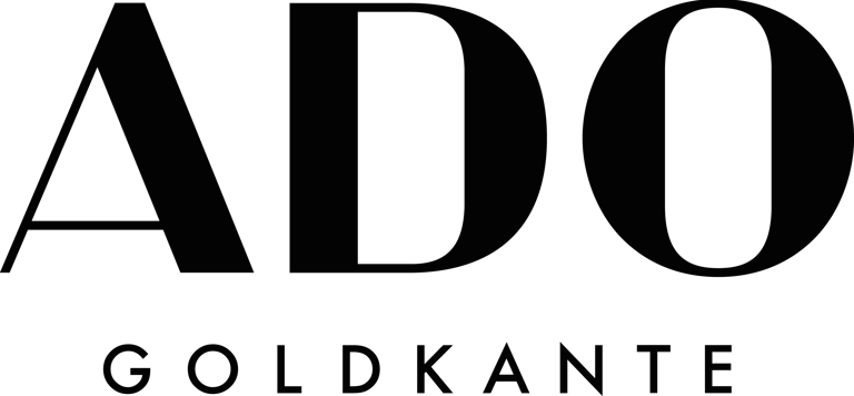 a black and white logo with the words,'ado gold and gold