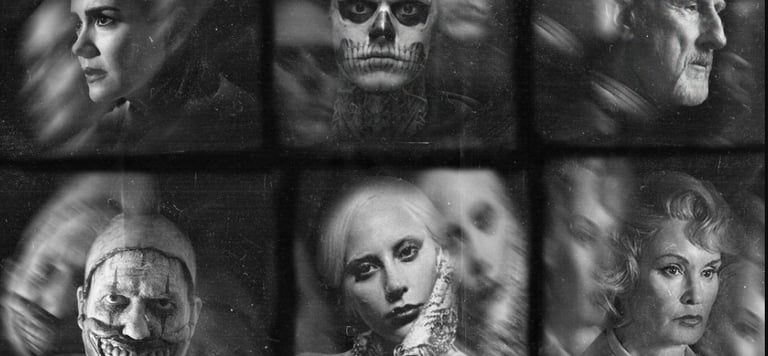 black and white image of American Horror Story Seasons 
