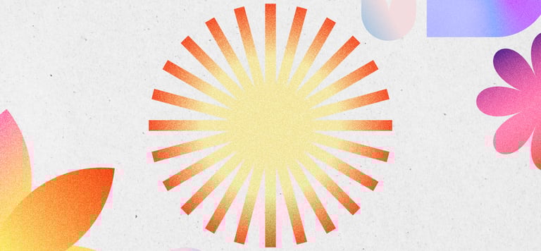 Graphic with coloured petals and a sunshine