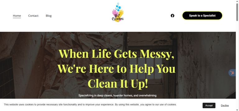 deep cleaning and hoarder cleaning website