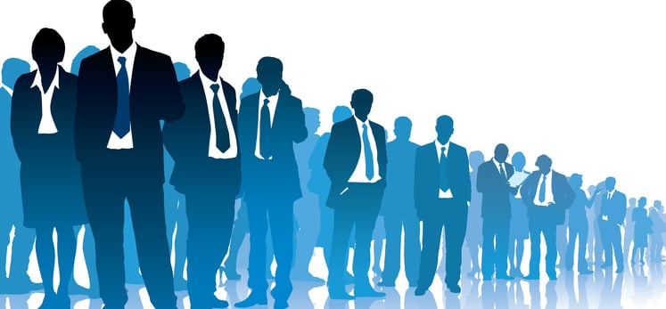 a group of business people standing in a line