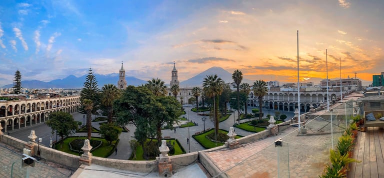 Sunrise in Arequipa, Arequipa Colca Canyon, Plaza De Armas Arequipa Peru